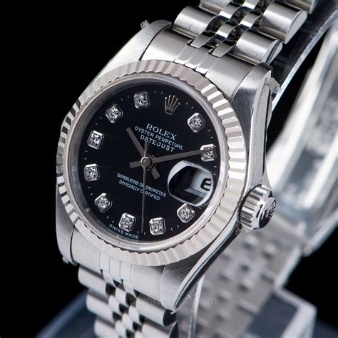 rolex oyster perpetual datejust black face diamonds|rolex datejust smooth bezel.